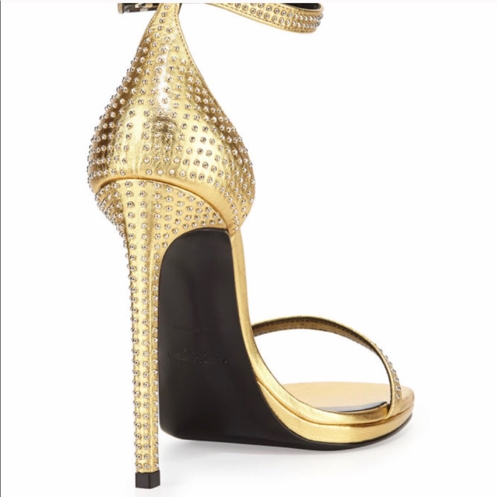 YSL Lambskin gold studded sandals